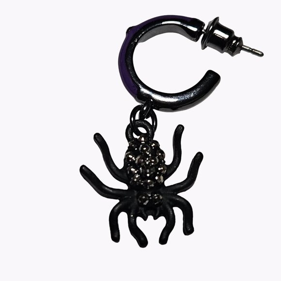 Halloween Spider Drop Earrings Hoop Black Purple Spooky Fashion Jewelry Women - Picture 5 of 6